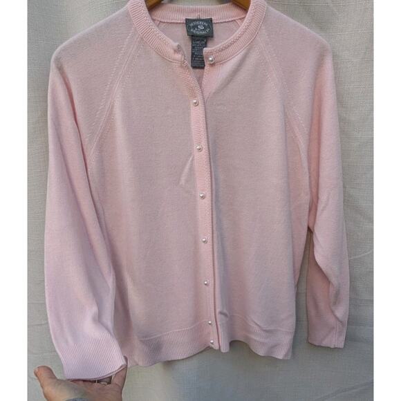 Designers Originals Women's Button Up Cardigan Sz PXL Petal Pink Pearl Button - Picture 1 of 6